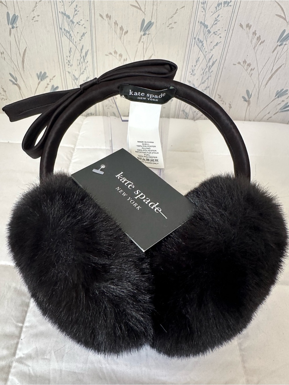 Kate Spade Black Faux Fur Earmuffs